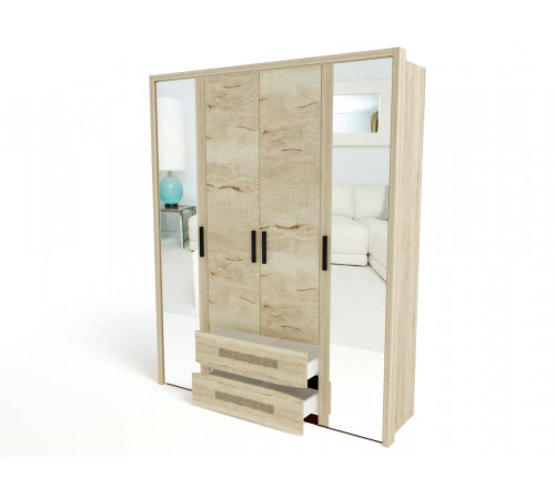 Четырехстворчатый шкаф для одежды СМ-13 Мале с зеркалом