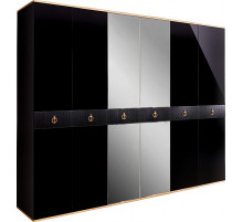 Шестистворчатый шкаф для одежды с зеркалом Rimini Solo РМШ1/6 (s) (черный)